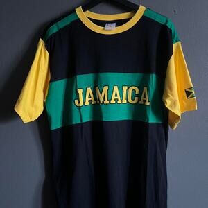 Jamaica Graphic T-Shirt Men’s Large – Black Green Gold Flag Tee- NWOT